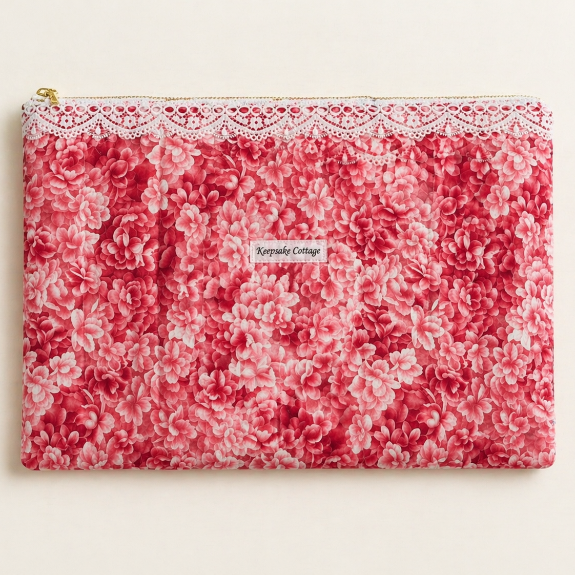 Zipper Laptop Case with Lace Trim