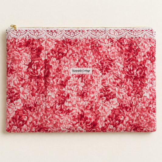 Zipper Laptop Case with Lace Trim